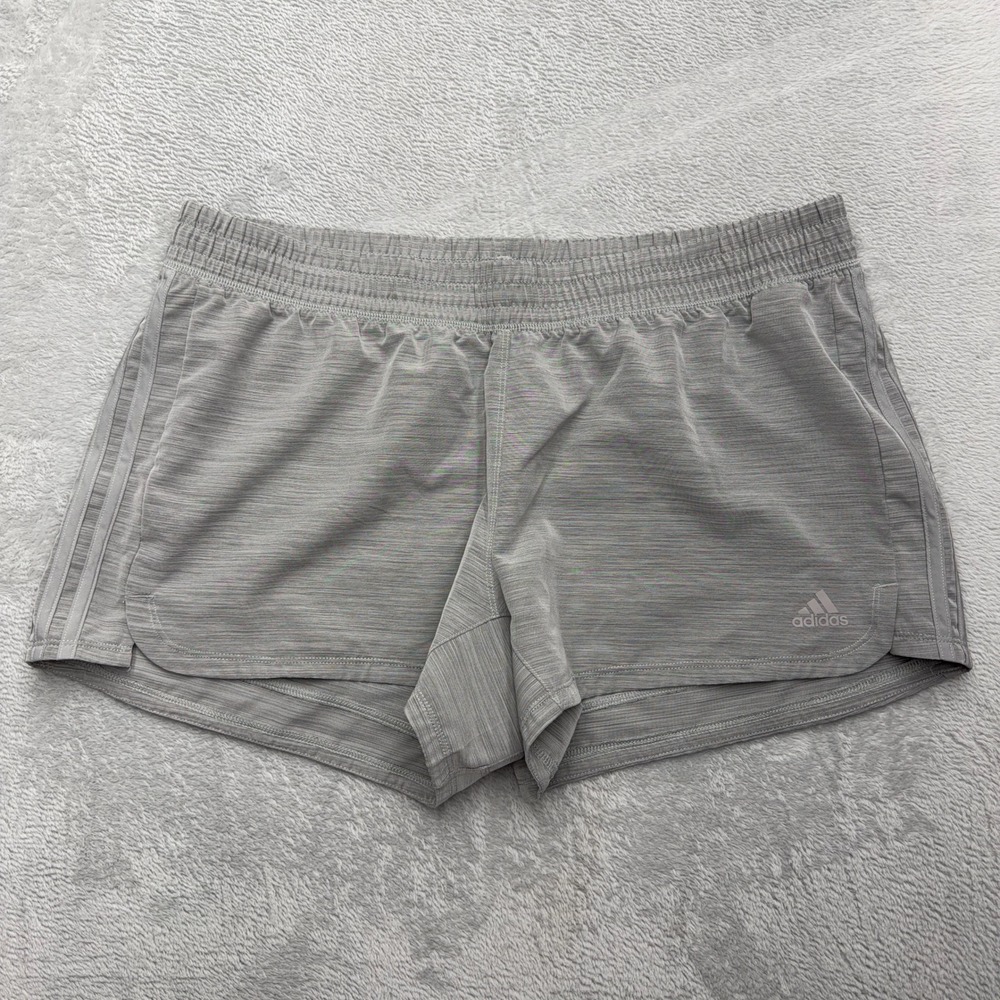 Adidas Shorts Womens XL Grey Aeroready Running Athletic 3-Stripe Heathered